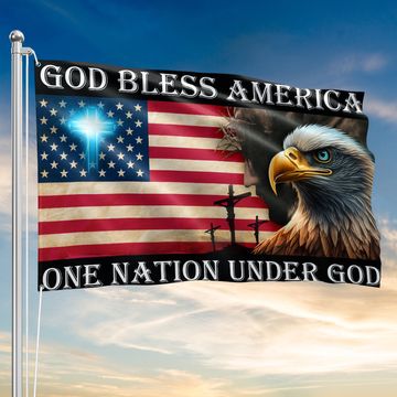 Discover Patriot Eagle Christian God Bless America One Nation Under God Grommet Flag