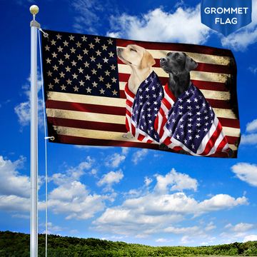 Discover Black And Yellow Labrador Retriever American Patriot Grommet Flag ANL40GFv34