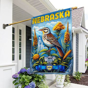 Discover FLAGWIX  Nebraska Meadowlark Bird Flag