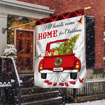 Discover All Hearts Come Home For Christmas Red  Truck Flag