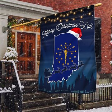 Discover Indiana State Merry Christmas Y'all Flag TQN1778Fv5
