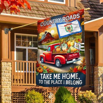 Discover West Virginia Thanksgiving Halloween Flag Country Roads Take Me Home  To The Place I Belong Flag