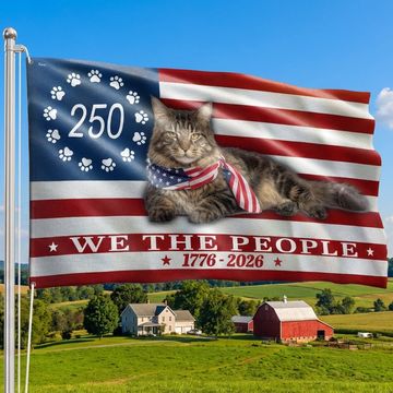 Discover Flagwix Patriotic Cat Flag, 250 Years Maine Coon Cat 1776 2026 Grommet Flag