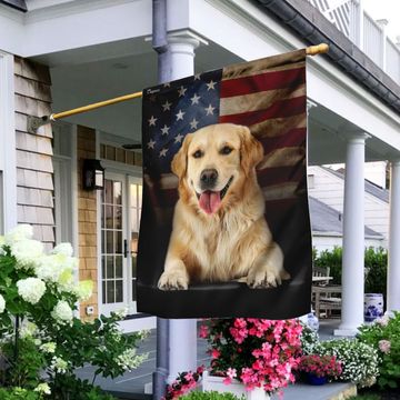 Discover Golden Retriever American Flag
