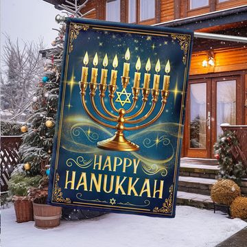 Discover Happy Hanukkah Menorah Flag