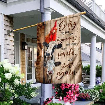 Discover Cow Farm. Every Day Is A New Beginning Flag