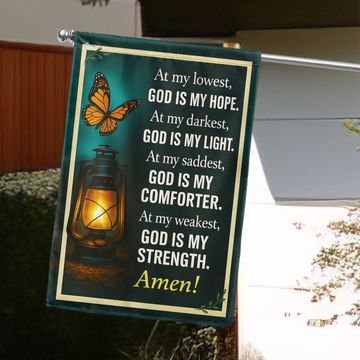 Discover Inspirational Christian God Is My Strength Flag