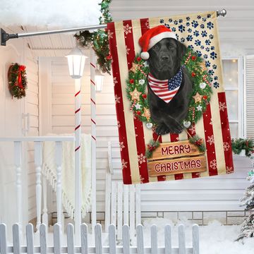 Discover Merry Christmas Flag | Patriotic Black Labrador Retriever American Flag