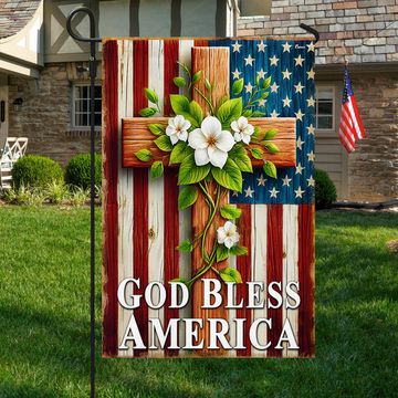 Discover God Bless America Christian Cross American Flag