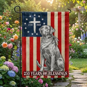 Discover Patriotic Labrador Retriever Garden Flag, 250 Years of Blessings Betsy Ross Flag Decor