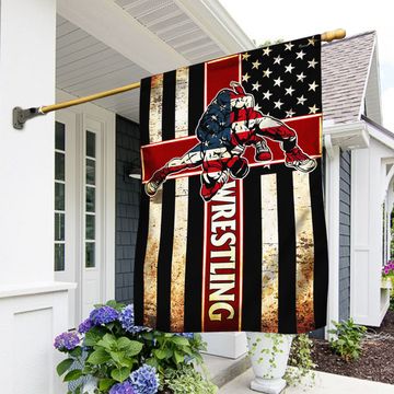 Discover Wrestling Christian Cross American Flag