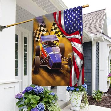 Discover Sprint Car Dirt Track Racing American Flag