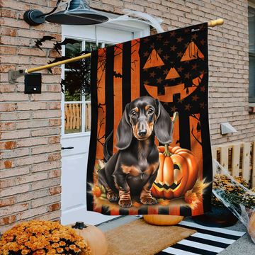 Discover Dachshund Halloween Wiener Sausage Dog Flag