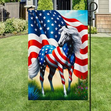 Discover Horse Patriot American Flag