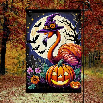 Discover Flamingo Halloween Flag