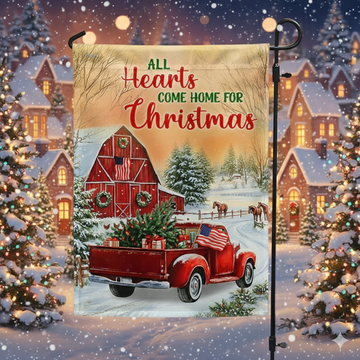 Discover Farmhouse Red Truck All Hearts Come Home For Christmas American Flag