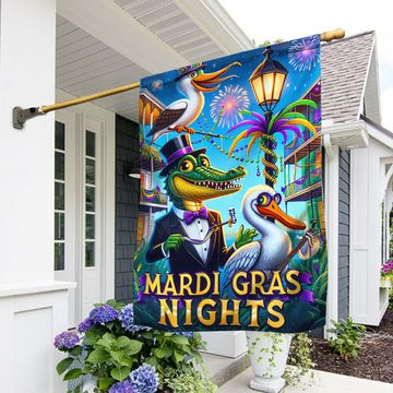 Discover FLAGWIX  Mardi Gras Nights Alligator Pelican Flag