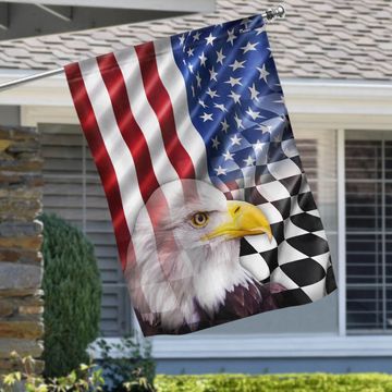 Discover Checkered Racing American Flag