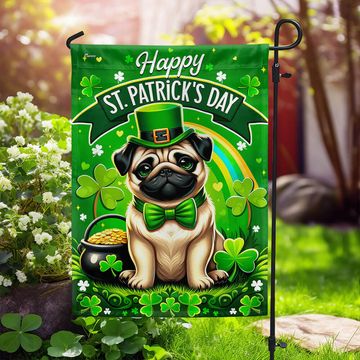Discover FLAGWIX  Pug Dog Happy St. Patrick's Day Welcome Flag