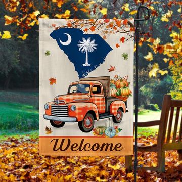Discover South Carolina Welcome Fall Pumpkins Truck Flag