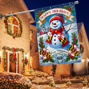 Discover Happy Holidays From Maryland Snowman Christmas Flag