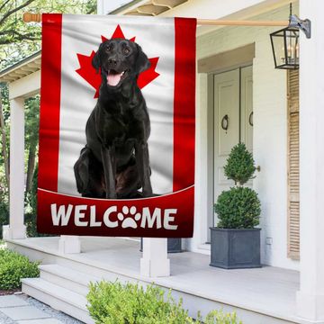 Discover Black Labrador Retriever Dog Welcome Canadian Flag