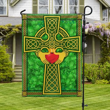 Discover Saint Patrick's Day Irish Claddagh Celtic Cross Flag