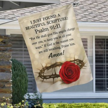Discover Christian with Psalm 91:11 Bible Verse Religious Faith Flag