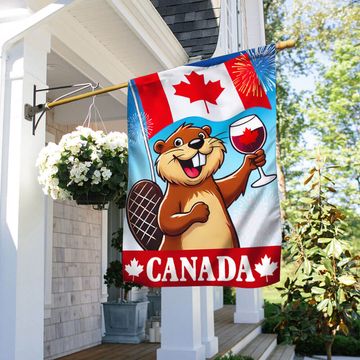 Discover Funny Beaver Holding Red Wine Happy Canada Day Canadian Flag