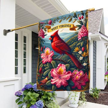 Discover FLAGWIX  West Virginia Cardinal and Rhododendron Flower Flag
