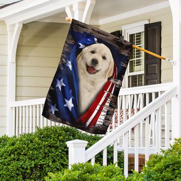 Discover Golden Retriever American Flag