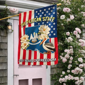 Discover Louisiana Flag, 250 Years of Freedom The Pelican State US Flag