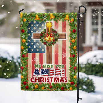 Discover Christian Cross American Flag We Wish You Ameri Christmas Flag