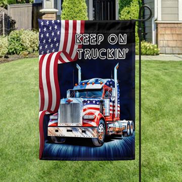 Discover Truck Trucker American Flag Keep On Truckin'