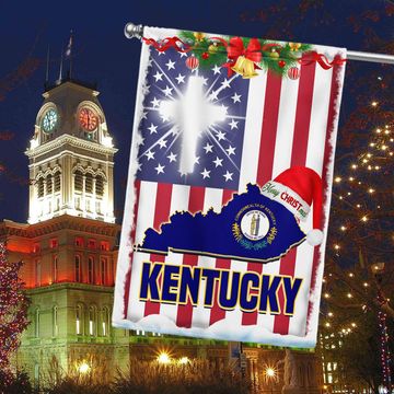 Discover Kentucky God Bless Christmas Flag