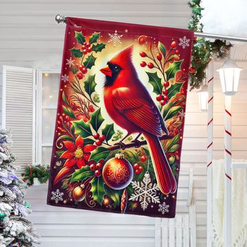 Discover Cardinal Bird Merry Christmas Flag