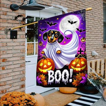 Discover Halloween Dachshund Boo Spooky Flag