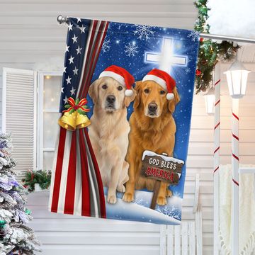 Discover Yellow and Brown Golden Retrievers Flag | God Bless America US Flag