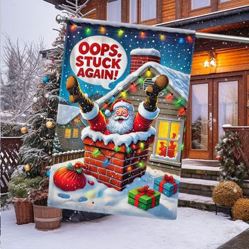Discover Funny Santa Stuck In A Chimney Christmas Flag