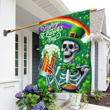 Discover FLAGWIX  St Patrick's Day Funny Skeleton Drinking Beer Flag