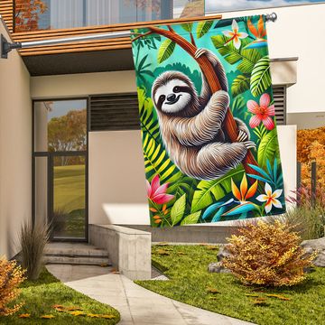 Discover Cute Sloth Flag