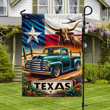 Discover Texas Pickup Truck Texas Longhorn Cattle Flag, Farm Flag
