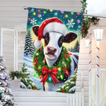 Discover Cow Cattle Christmas Farm Animal Flag