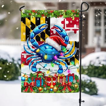 Discover Christmas Crab Maryland Blue Crab Christmas Maryland Flag MLN4146Fv1