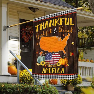 Discover America Fall Flag Thanksgiving Thankful Grateful And Blessed TQN446Fv8