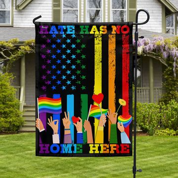 Discover Hate Has No Home Here LGBT Pride Flag