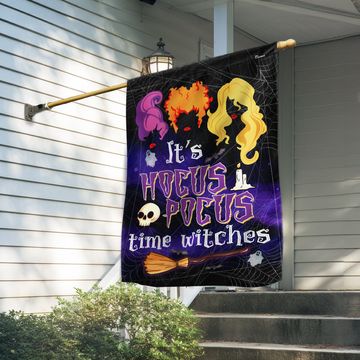 Discover Hocus Pocus Three Witches Flag It's Hocus Pocus Time Witches Flag