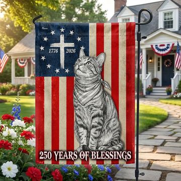 Discover Flagwix Christian Patriotic Cat Garden Flag, 250 Years of Blessings Flag Decor for Cat Lover