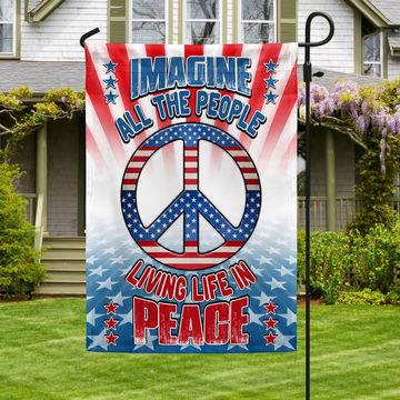 Discover Hippie Peace Sign American Flag Imagine All The People Living Life In Peace
