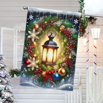 Discover Christmas Lantern Wreath Winter Flag